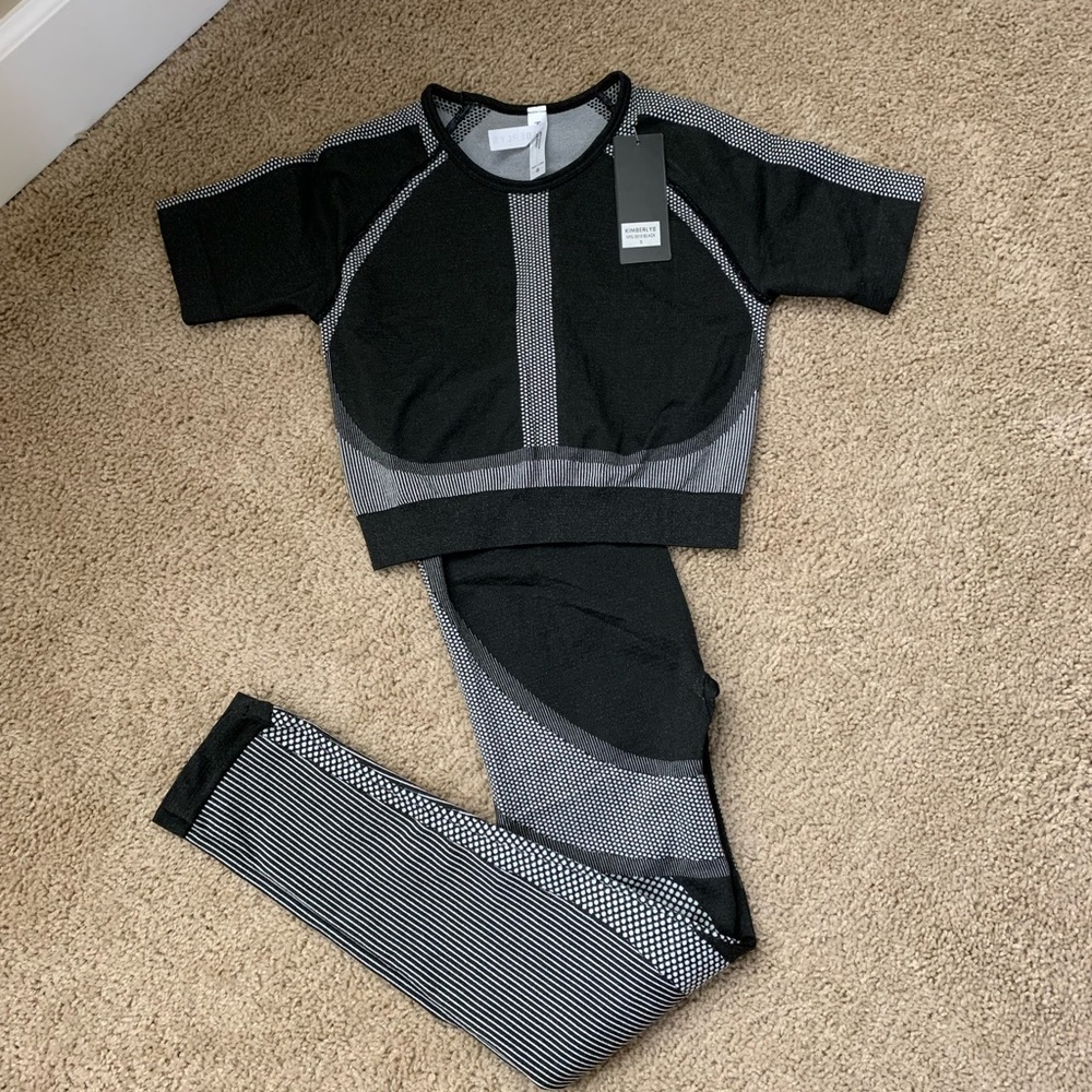 Lot of 2 brand new work out gym top and bottom shorts leggings